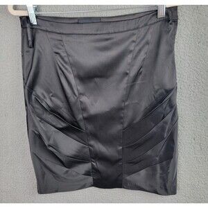 Vero Moda Pencil Skirt Black 6 Pleated Satin High Waist Dark Academia